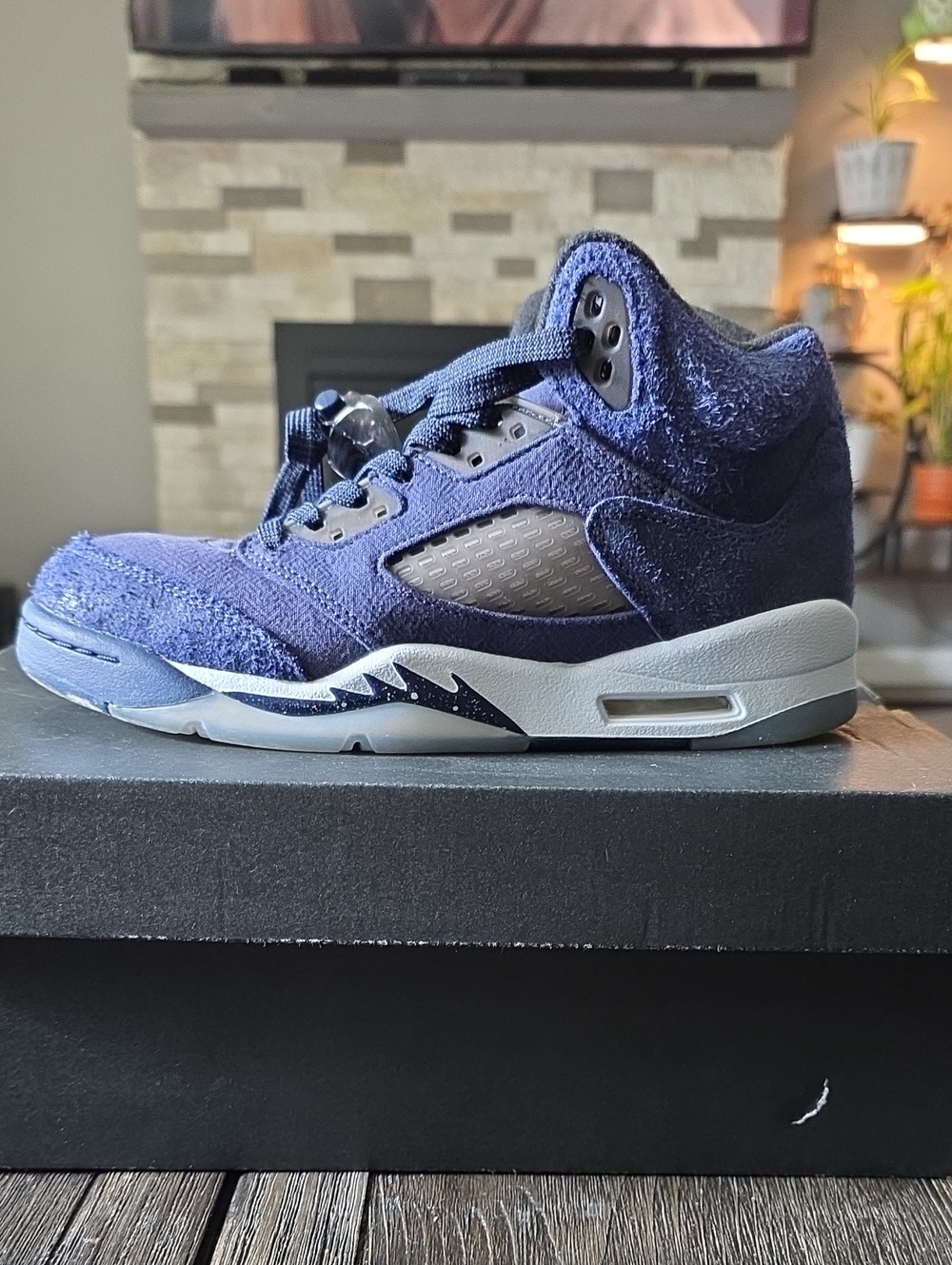 Jordan Kids Navy Blue High-Top Sneakers